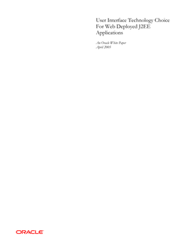 User Interface Technology Choice for Web Deployed J2EE Applications