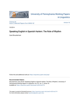 Speaking English in Spanish Harlem: the Role of Rhythm