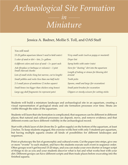 Archaeological Site Formation in Miniature