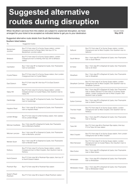 Suggested Alternative Routes During Disruption