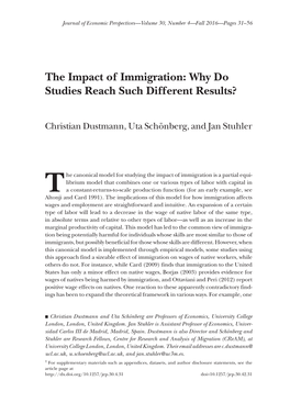 The Impact of Immigration: Why Do Studies Reach Such Different Results?