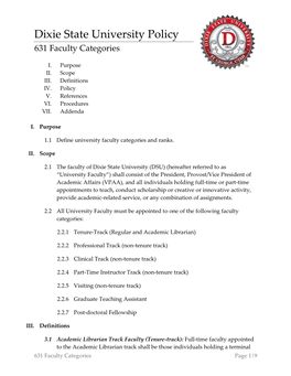 631: Faculty Categories