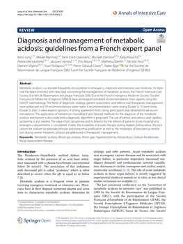 Diagnosis and Management of Metabolic Acidosis: Guidelines From