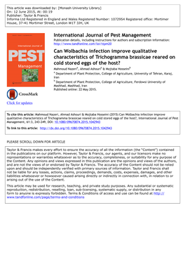 Can Wolbachia Infection Improve Qualitative Characteristics Of