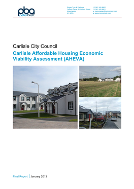 Affordable Housing Economic Viability Assessment (AHEVA)