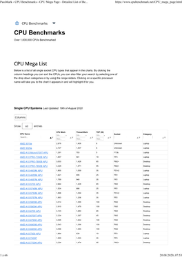 Passmark - CPU Benchmarks - CPU Mega Page - Detailed List of Be