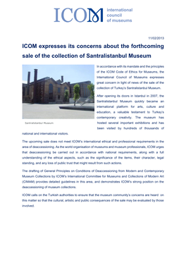 PDF ICOM Expresses Its Concerns About the Forthcoming Sale of The