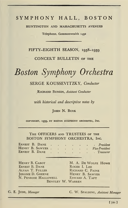 Boston Symphony Orchestra Concert Programs, Season 58,1938-1939