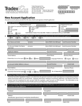 Tradex New Account Application