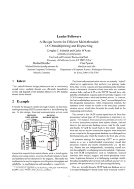 Leader/Followers a Design Pattern for Efficient Multi-Threaded I/O
