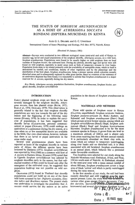 The Status of Sorghum Arundinaceum As a Host of Atherigona Soccata Rondan1 (Diptera:Muscidae) in Kenya