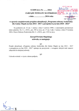 Program Ochrony Środowiska Dla Gminy Słupsk Na Lata 2014 – 2017 Z Perspektywą Na Lata 2018 - 2021