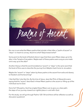 Psalms of Ascent Bible Study