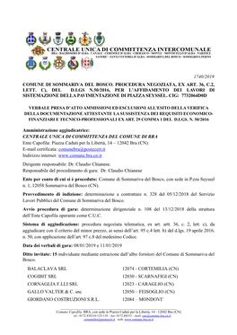 1740/2019 Comune Di Sommariva Del Bosco. Procedura Negoziata, Ex Art
