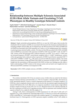 Relationship Between Multiple Sclerosis-Associated IL2RA Risk Allele Variants and Circulating T Cell Phenotypes in Healthy Genotype-Selected Controls