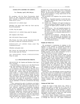 LEGISLATIVE ASSEMBLY of ALBERTA [In Accordance with The