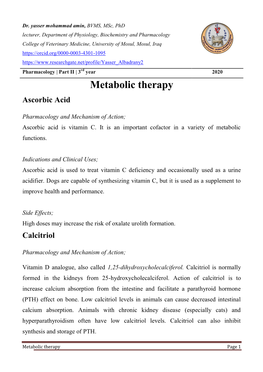 Metabolic Therapy Ascorbic Acid