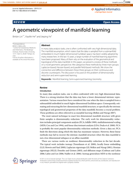 A Geometric Viewpoint of Manifold Learning