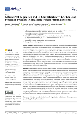 Natural Pest Regulation and Its Compatibility with Other Crop Protection Practices in Smallholder Bean Farming Systems