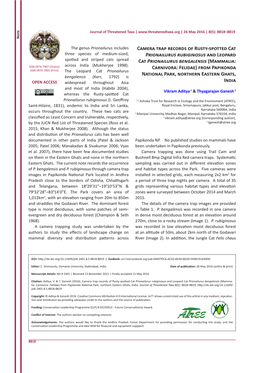 Camera Trap Records of Rusty-Spotted Cat Prionailurus Rubiginosus And