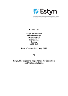 Inspection Report Ysgol Y Creuddyn 2016