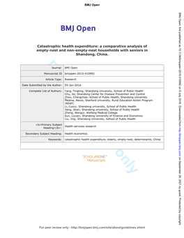 For Peer Review Only Journal: BMJ Open