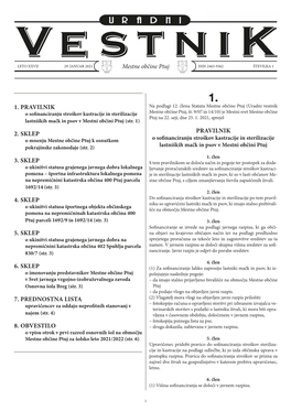 Mestne Občine Ptuj PRAVILNIK 1. PRAVILNIK 2. SKLEP 3. SKLEP 4
