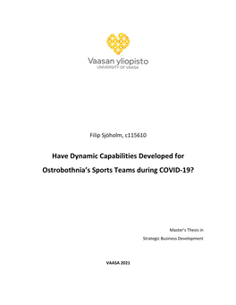 Have Dynamic Capabilities Developed for Ostrobothnia's