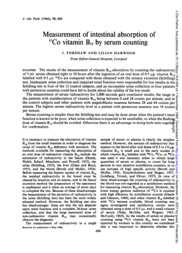 Measurement of Intestinal Absorption of 57Co Vitamin B12 by Serum Counting