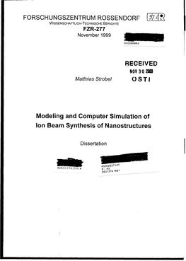 X) and Computer Simulation of Synthesis of Nanostructures