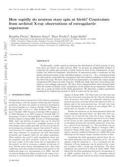 How Rapidly Do Neutron Stars Spin at Birth? Constraints from Archival X