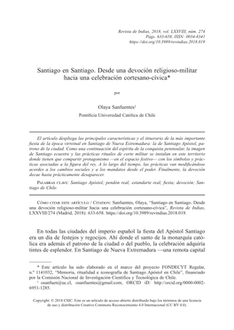 Santiago En Santiago. Desde Una Devoción Religioso-Militar Hacia Una Celebración Cortesano-Cívica*