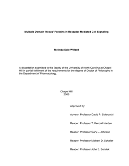 Proteins in Receptor-Mediated Cell Signaling Melinda Dale Willard A