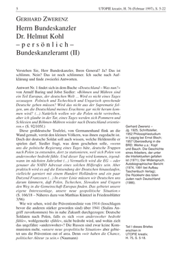 Herrn Bundeskanzler Dr. Helmut Kohl – P E R S Ö N L I C H – Bundeskanzleramt (II)