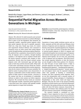 Sequential Partial Migration Across Monarch Generations in Michigan