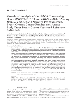 Genes ZNF350/ZBRK1 and BRIP1/BACH1 Among