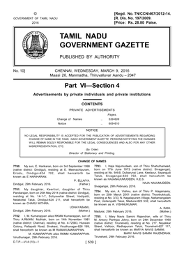 Tamil Nadu Government Gazette