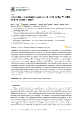 Is Nature Relatedness Associated with Better Mental and Physical Health?