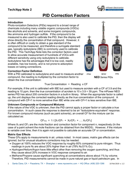 Tech Note 2 – PID Correction Factors