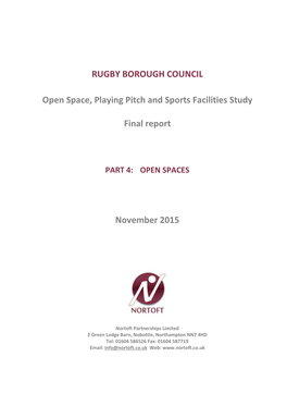 Open Space, Playing Pitch and Sports Facilities Study Final Report