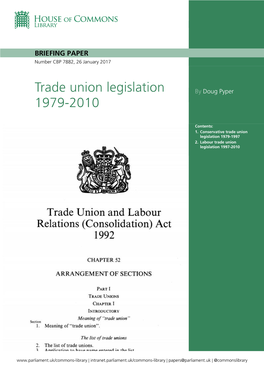 Trade Union Legislation 1979-2010