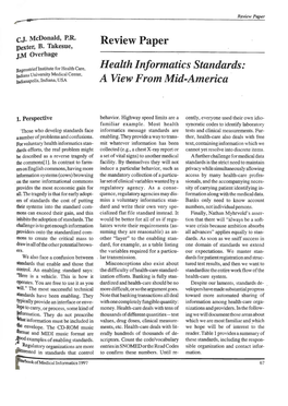 Health Informatics Standards: a View from Mid-America