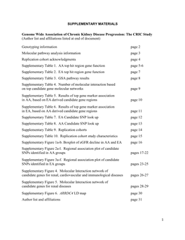 Genome Wide Association of Chronic Kidney Disease Progression: the CRIC Study (Author List and Affiliations Listed at End of Document)