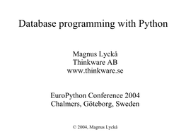 Database Programming with Python