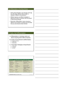 III. Early Cell Differentiation ______