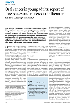 Oral Cancer in Young Adults: Report of Three Cases and Review of the Literature R