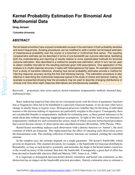 Kernel Probability Estimation for Binomial and Multinomial Data Greg Jensen1