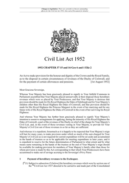 Civil List Act 1952