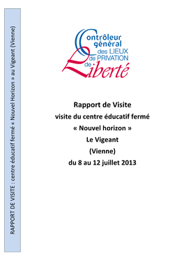 Rapport De Visite Du Centre Éducatif Fermé De