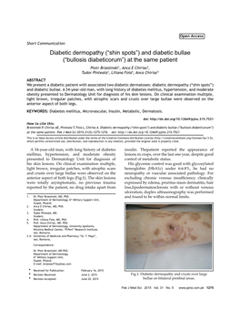 “Shin Spots”) and Diabetic Bullae (“Bullosis Diabeticorum”